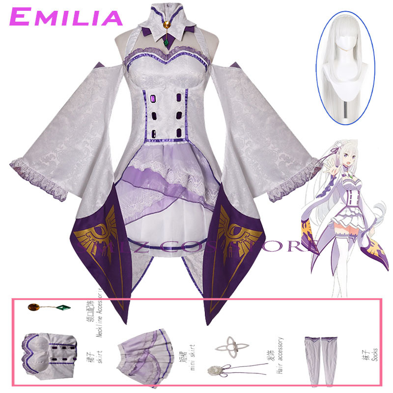 Women'S Anime Accessories - Costume de cosplay Emilia Anime Re