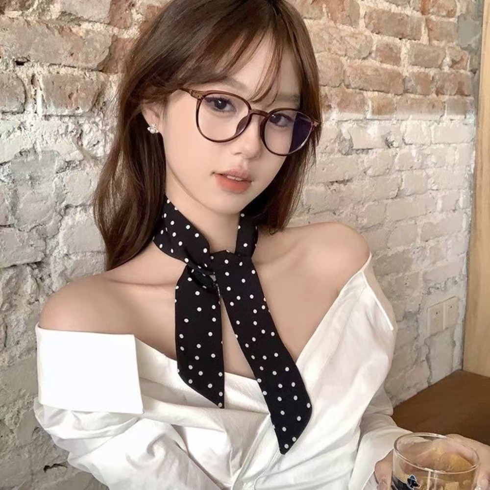 Women'S Korean Accessories - Écharpe en soie à pois à