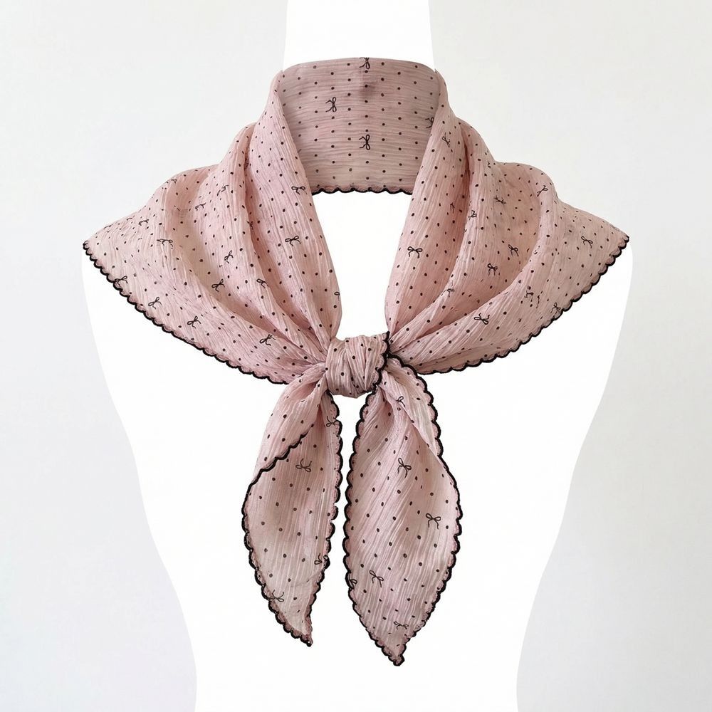 Women'S Korean Accessories - Foulard triangulaire à pois français, nœud