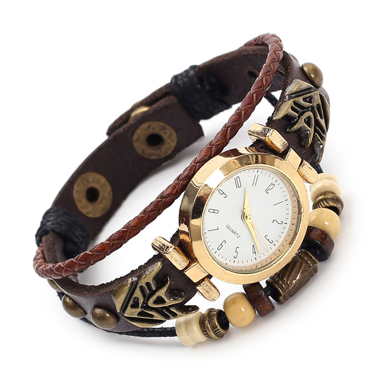 Montre à quartz en cuir vintag - Women Accessories Pk avis et prix