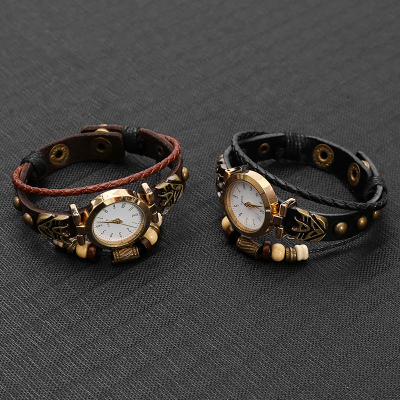 Montre à quartz en cuir vintag - Women Accessories Pk avis et prix