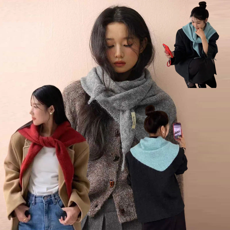 Châle Triangle tricoté en lain - Women'S Korean Accessories avis et prix