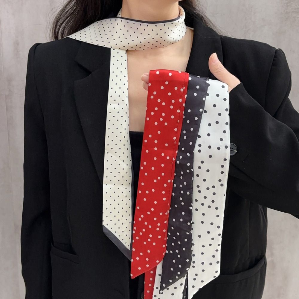 Écharpe en soie à pois à bord  - Women'S Korean Accessories avis et prix