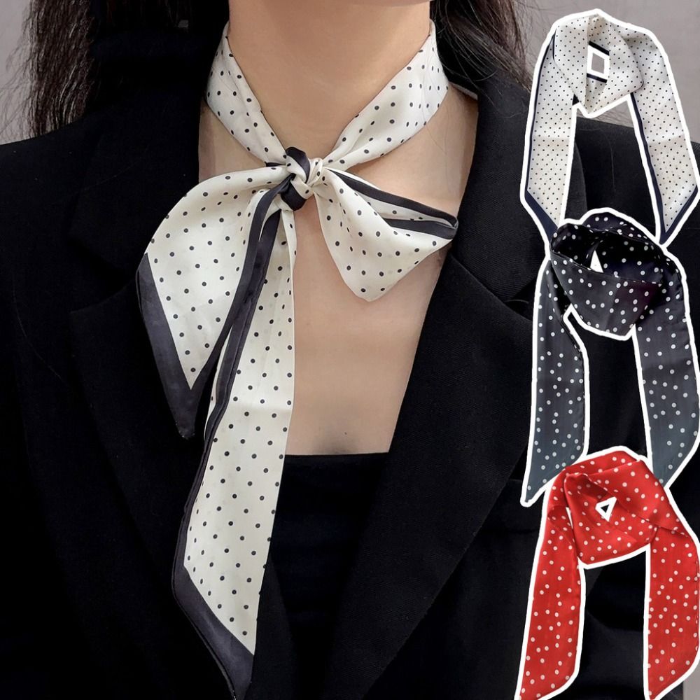 Écharpe en soie à pois à bord  - Women'S Korean Accessories avis et prix