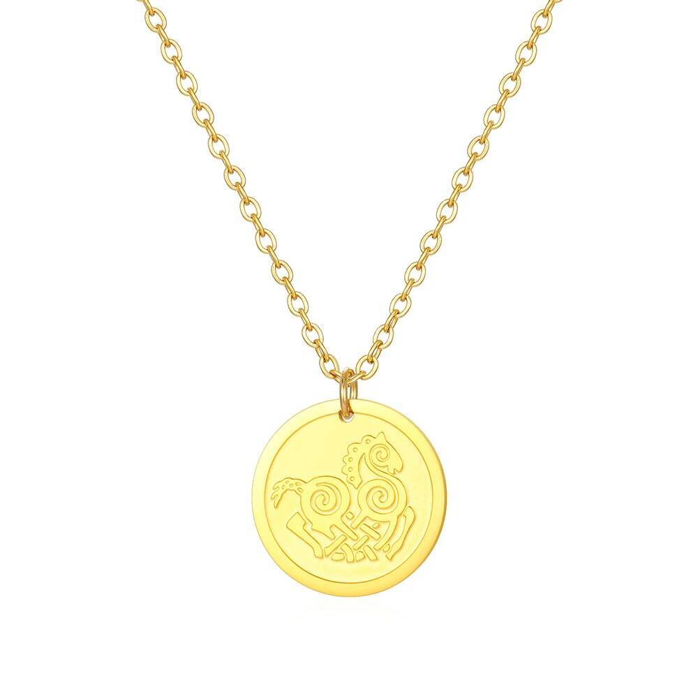 Collier pendentif en acier ino - Coin Necklace Delicate avis et prix